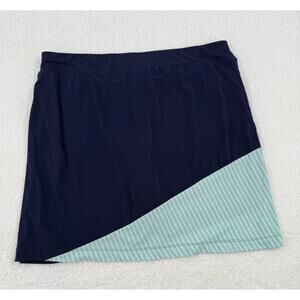 Weekends By Chicos Navy Light Blue‎ Diagonal Striped Tennis Skort Womens Size 2